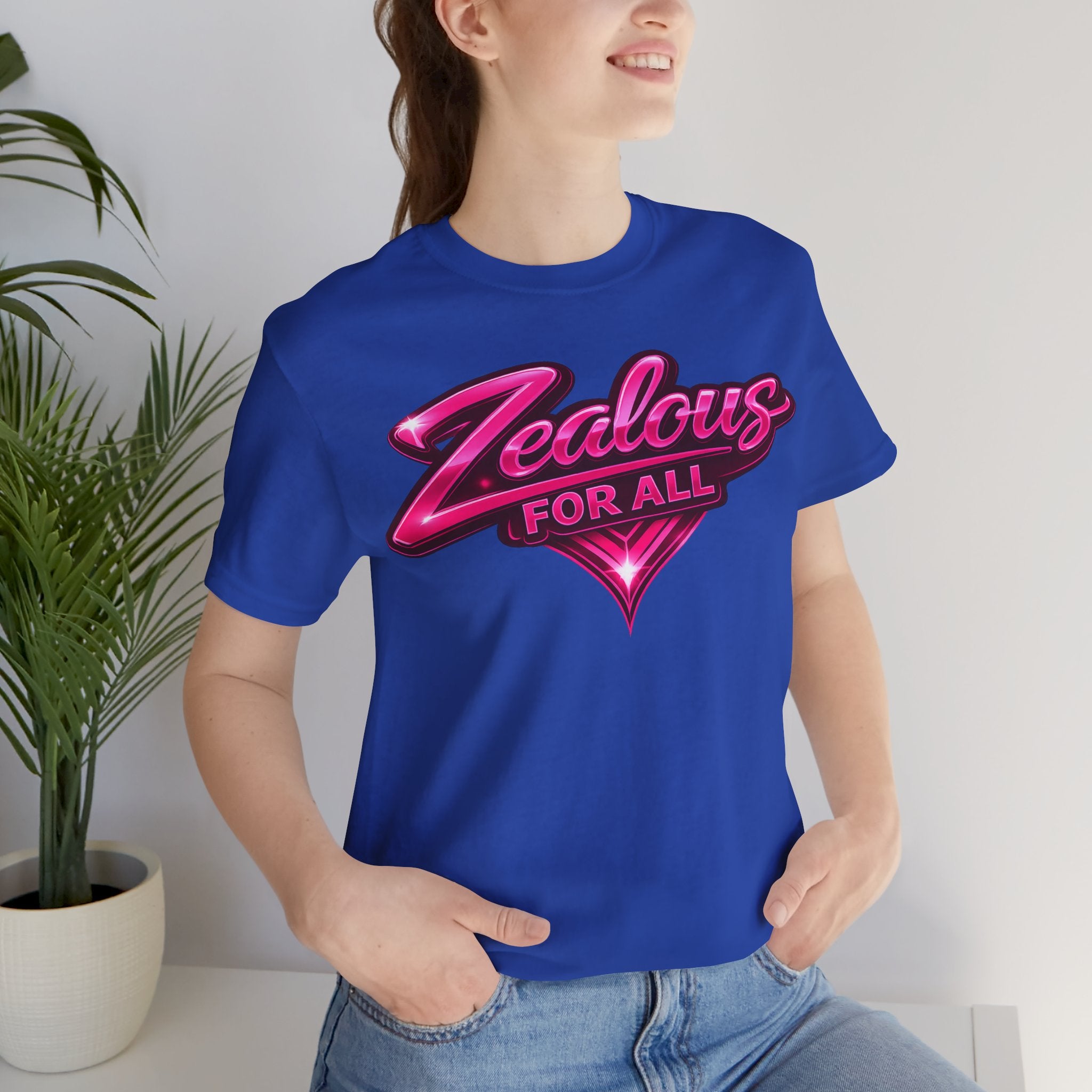 Zealous For All Graphic T-Shirt (Hot Pink Logo) Printify