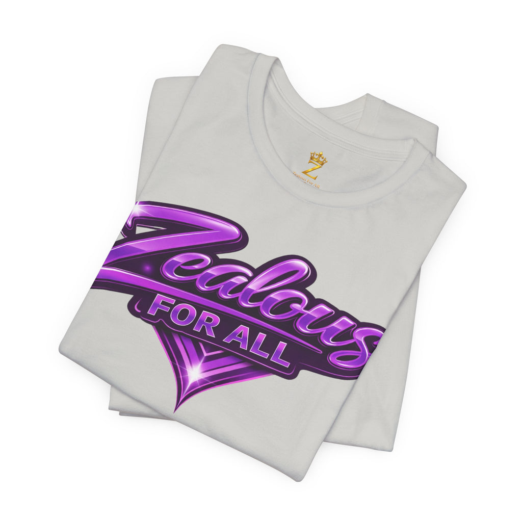 Zealous For All Graphic T-Shirt (Purple Logo) Printify