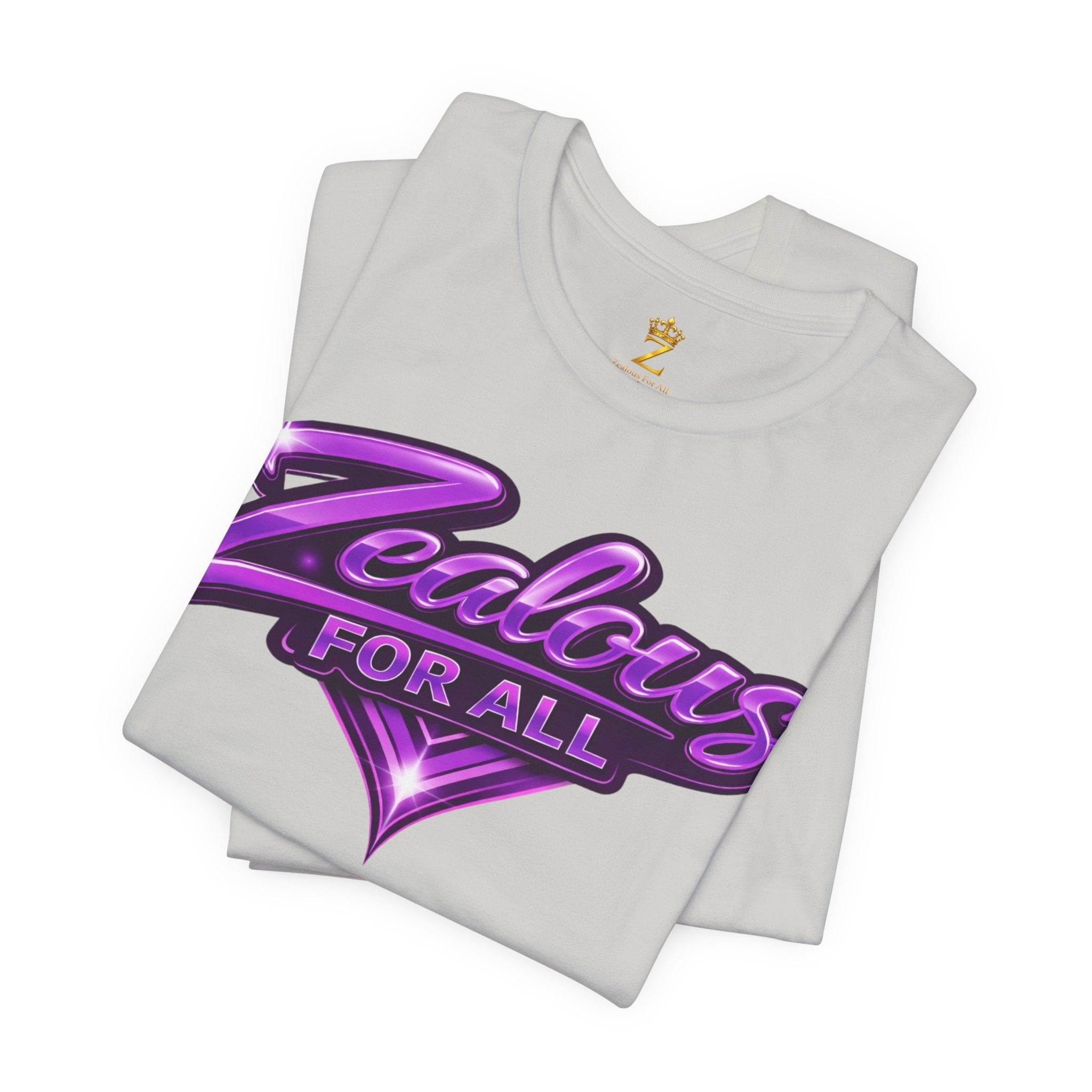 Zealous For All Graphic T-Shirt (Purple Logo) Printify