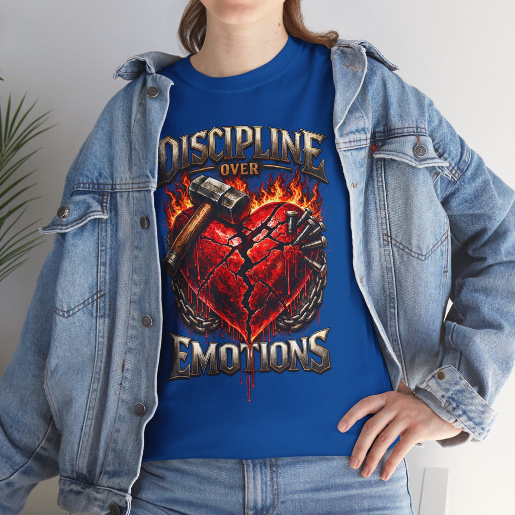 Discipline Over Emotions Graphic T-Shirt (Red Heart) Printify