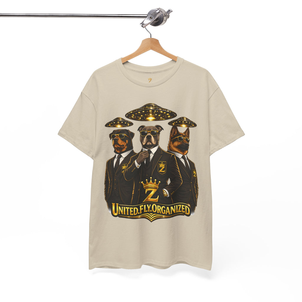 Adult "United. Fly. Organized." Graphic Tee (Gold) Printify