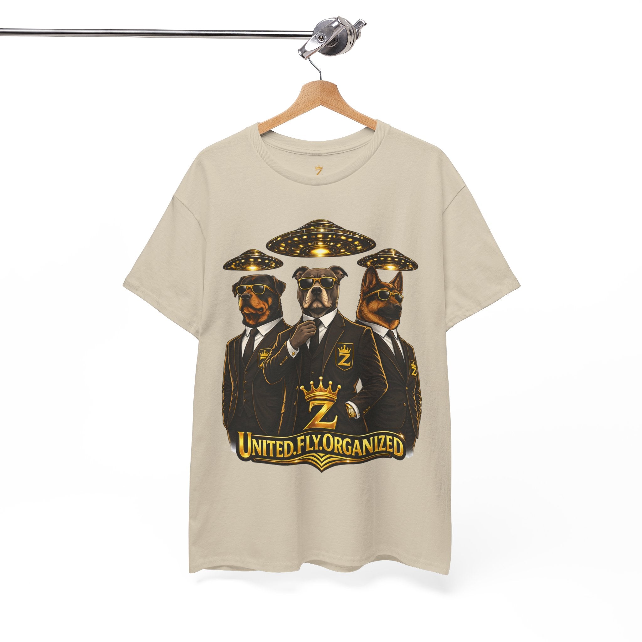 Adult "United. Fly. Organized." Graphic Tee (Gold) Printify