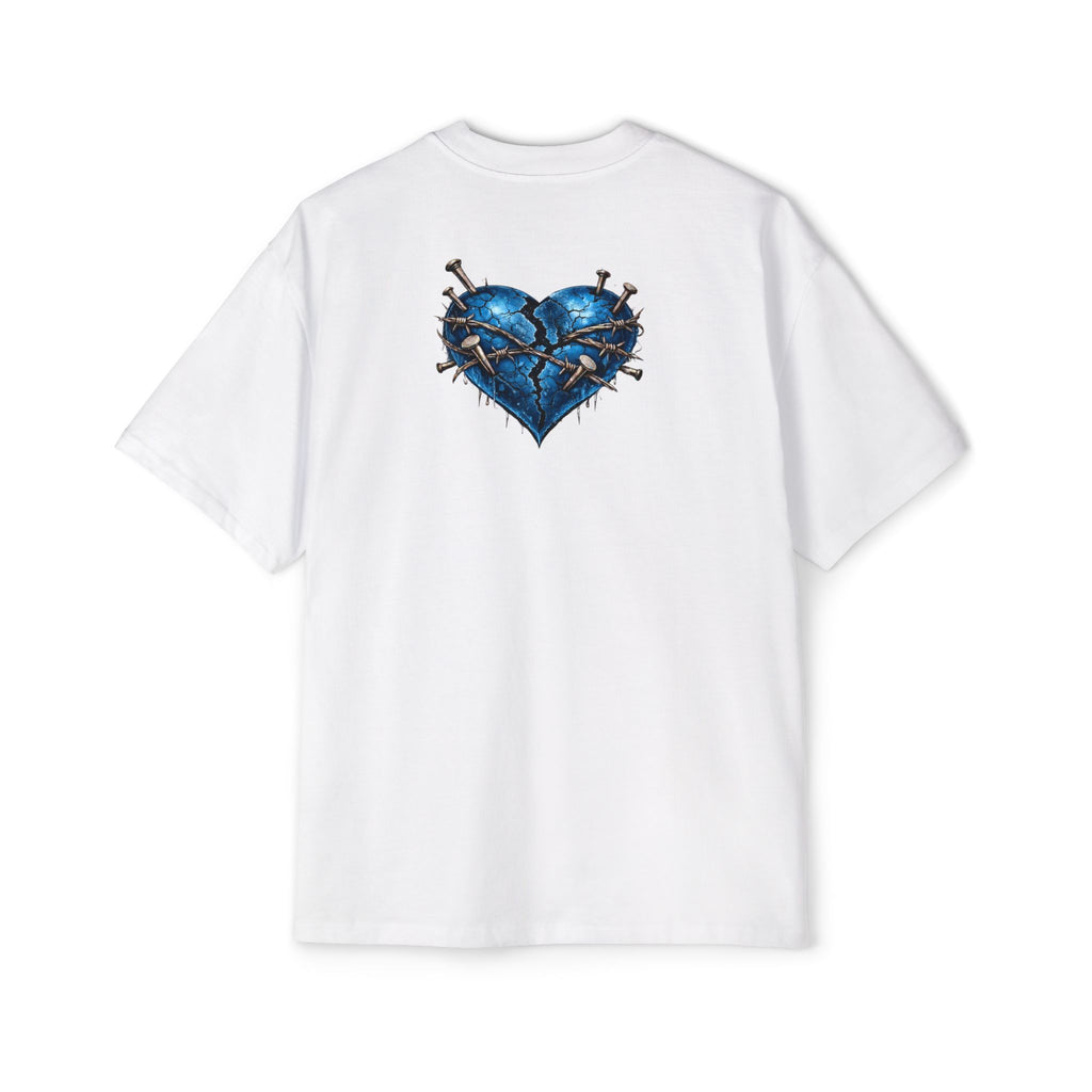 Oversized Discipline Over Emotions Graphic T-Shirt (Blue Heart) Printify