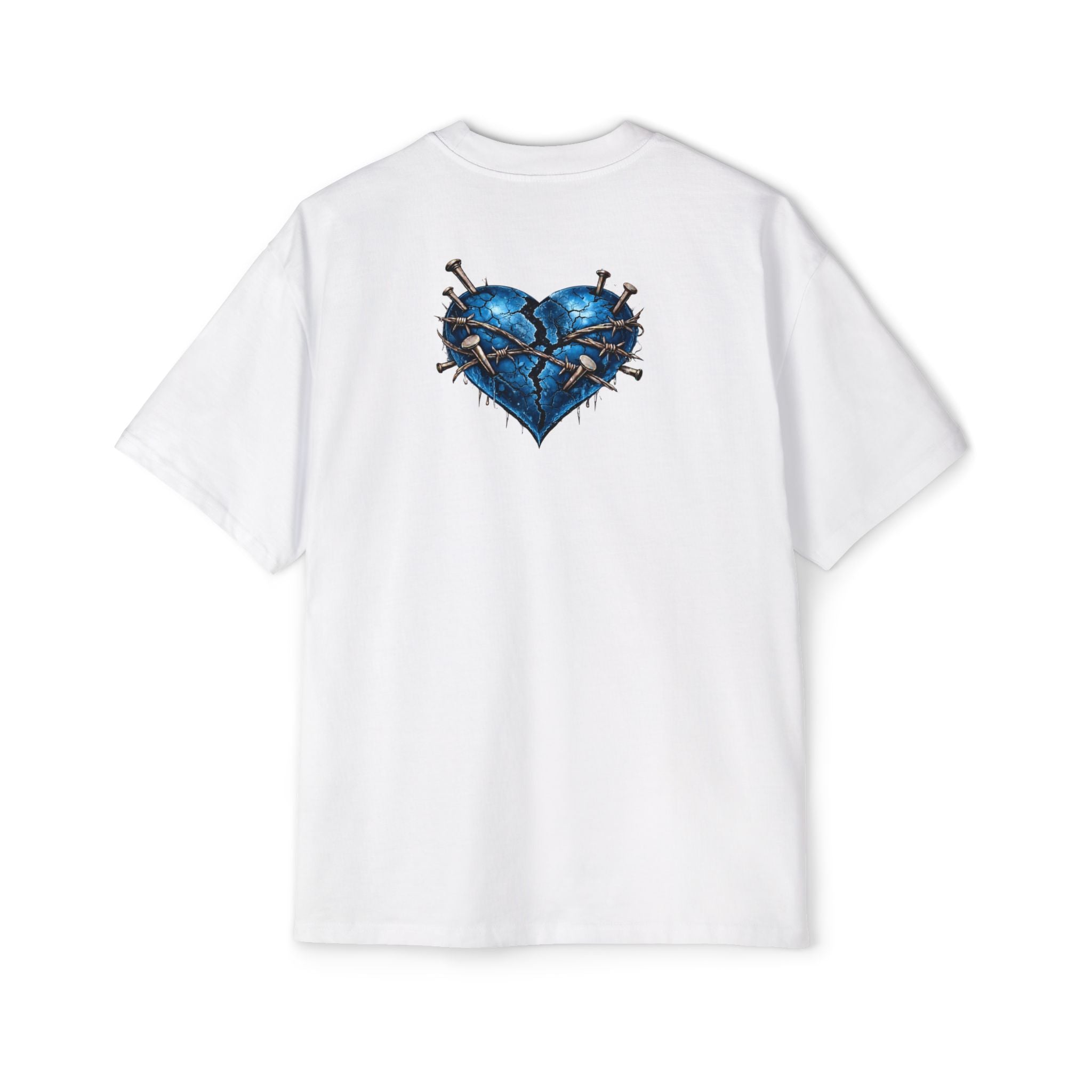 Oversized Discipline Over Emotions Graphic T-Shirt (Blue Heart) Printify