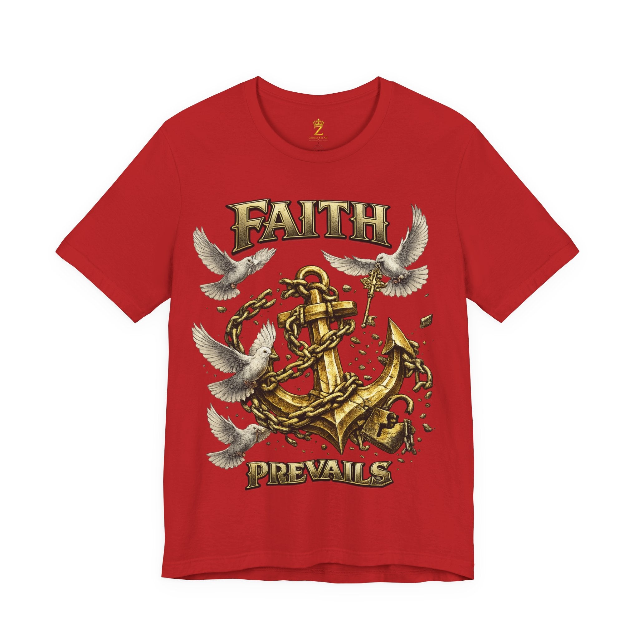 Faith Prevails T‑Shirt (Gold Anchor) Printify