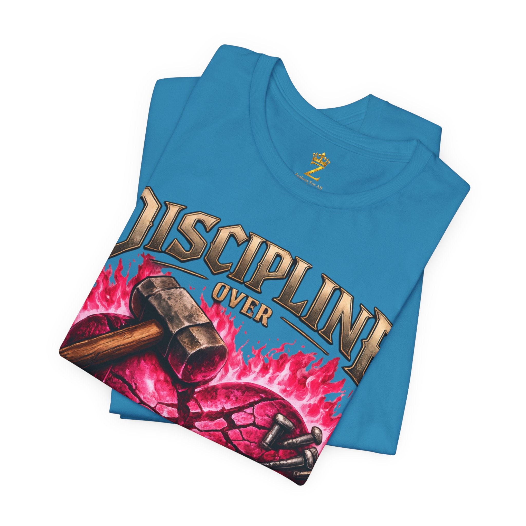 Discipline Over Emotions Premium Graphic T-Shirt (Hot Pink Heart) Printify