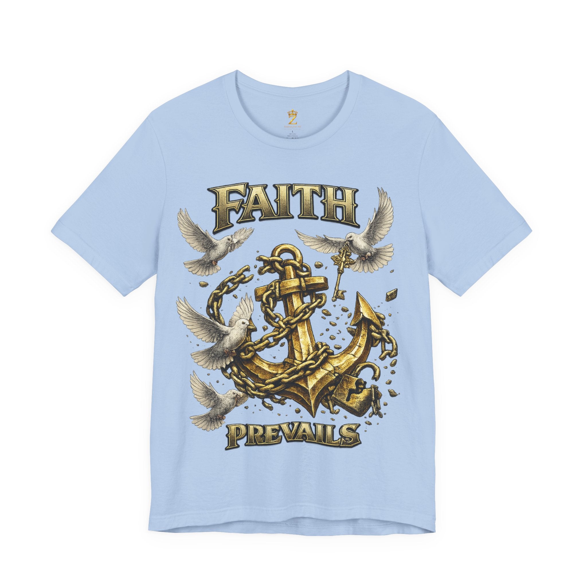 Faith Prevails T‑Shirt (Gold Anchor) Printify
