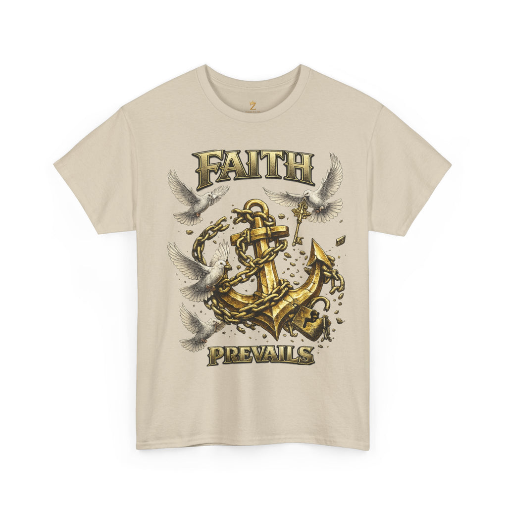 Adult Faith Prevails Anchor T-Shirt (Gold Anchor) Printify