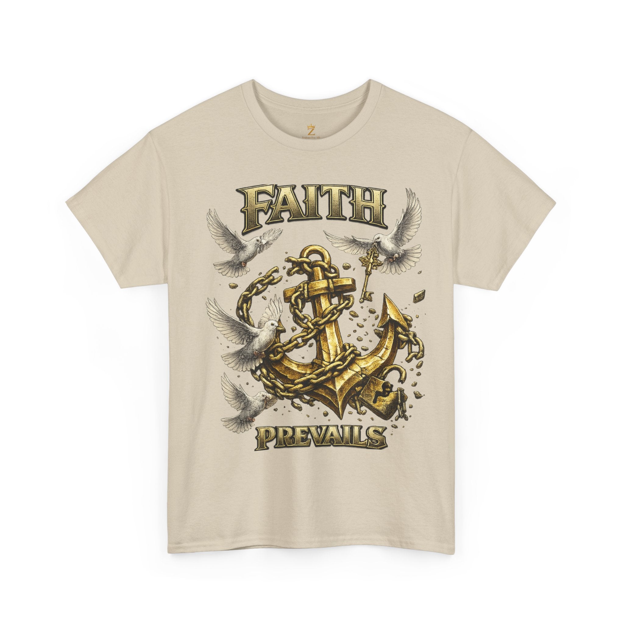 Adult Faith Prevails Anchor T-Shirt (Gold Anchor) Printify