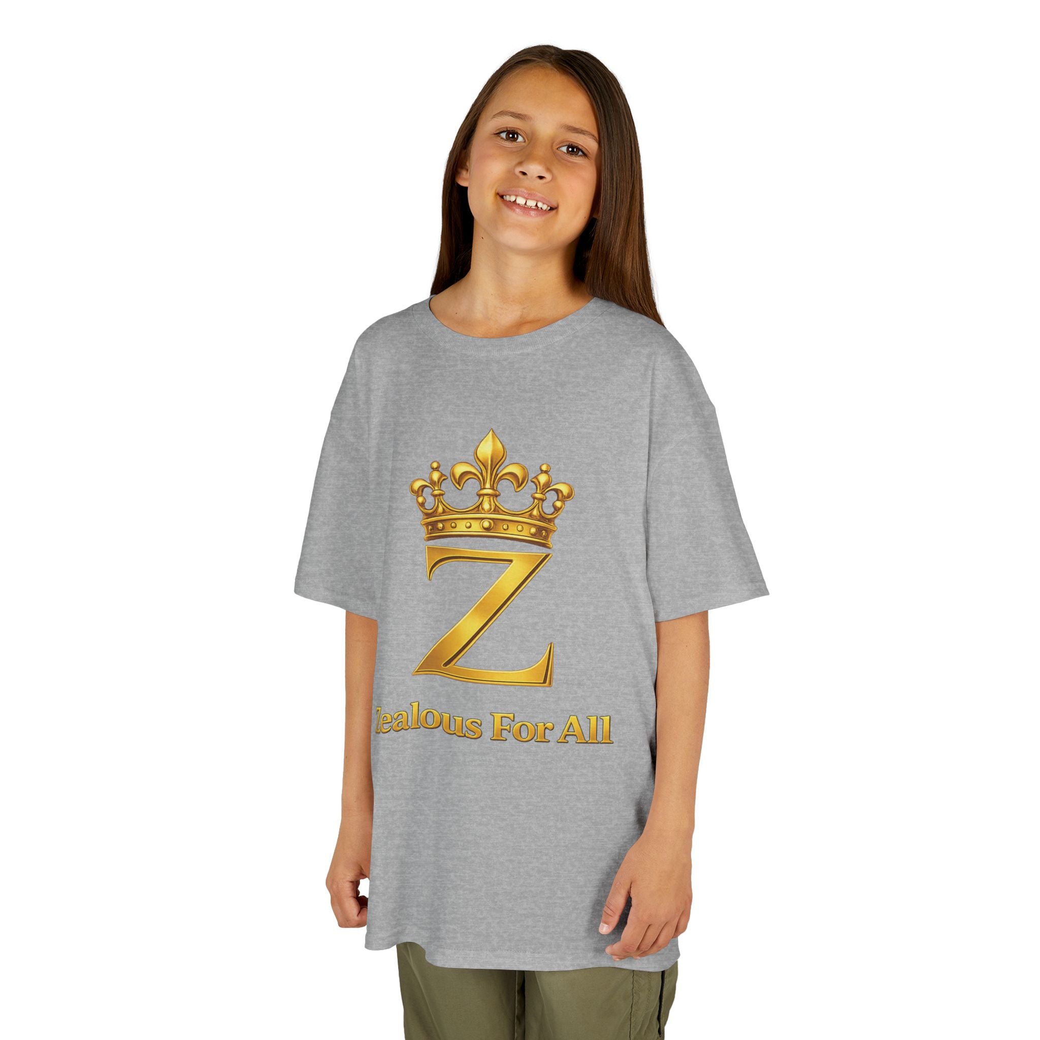 First Kids Zealous For All T-Shirt Drop 01 — Gold Logo Kids Tee Printify