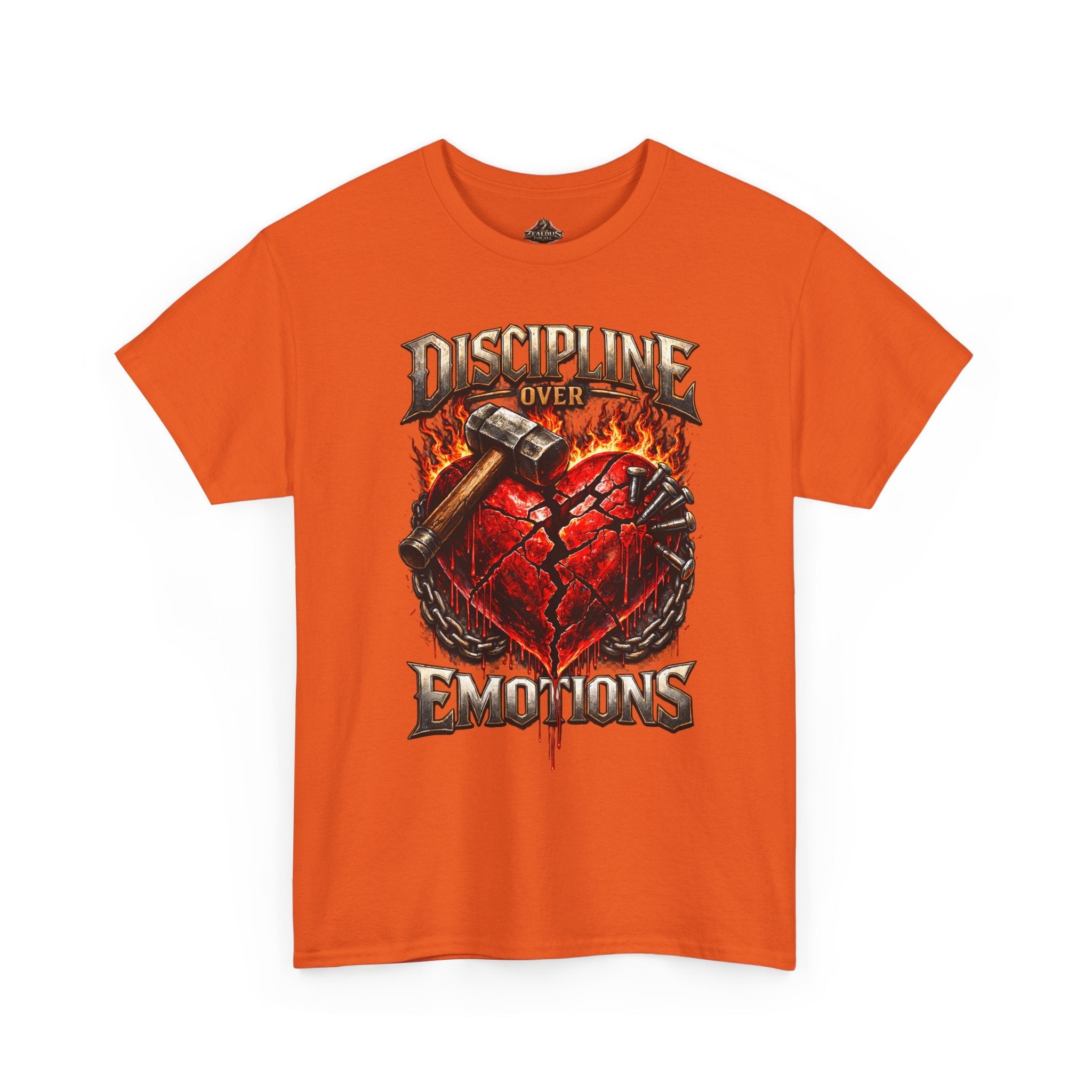 Discipline Over Emotions Graphic T-Shirt (Red Heart) Printify