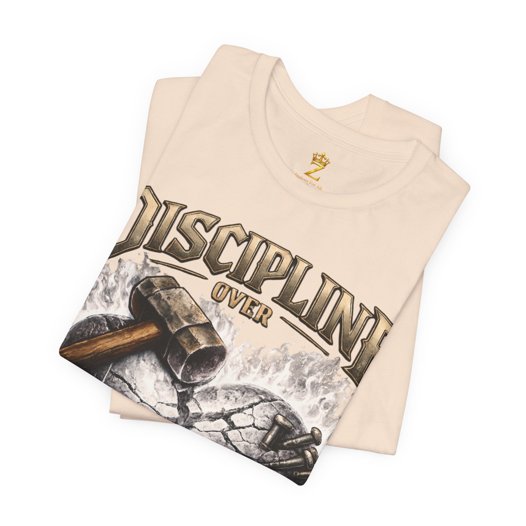 Discipline Over Emotions Premium Graphic T-Shirt (White Heart) Printify