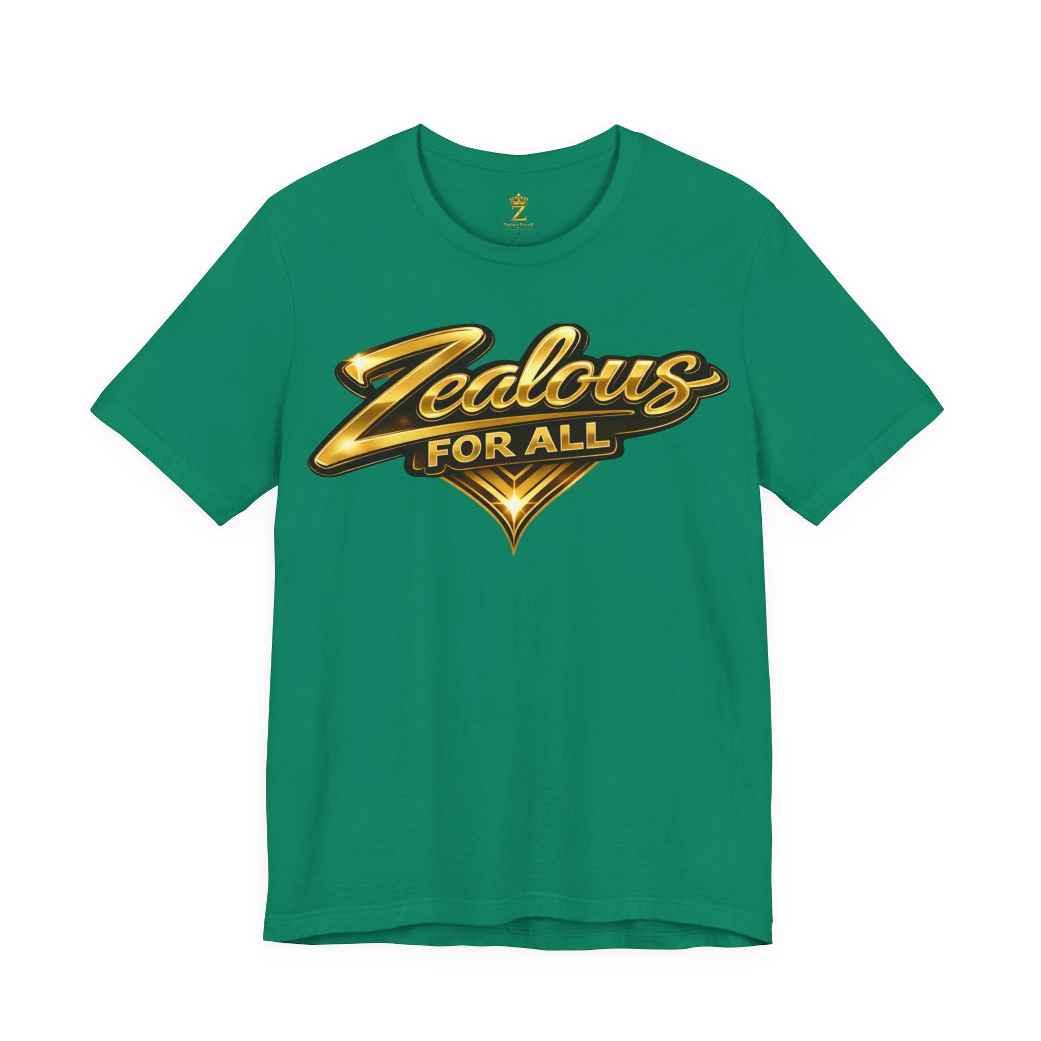 Zealous For All Graphic T-Shirt (Gold Logo) Printify