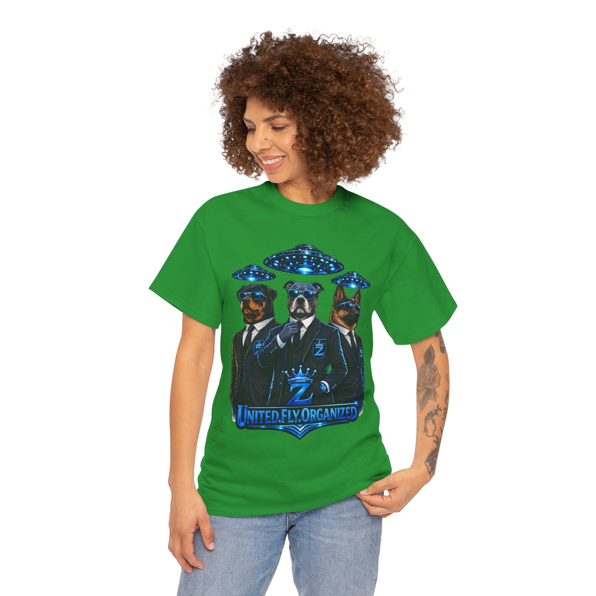 Adult "United. Fly. Organized." Graphic Tee (Blue) Printify