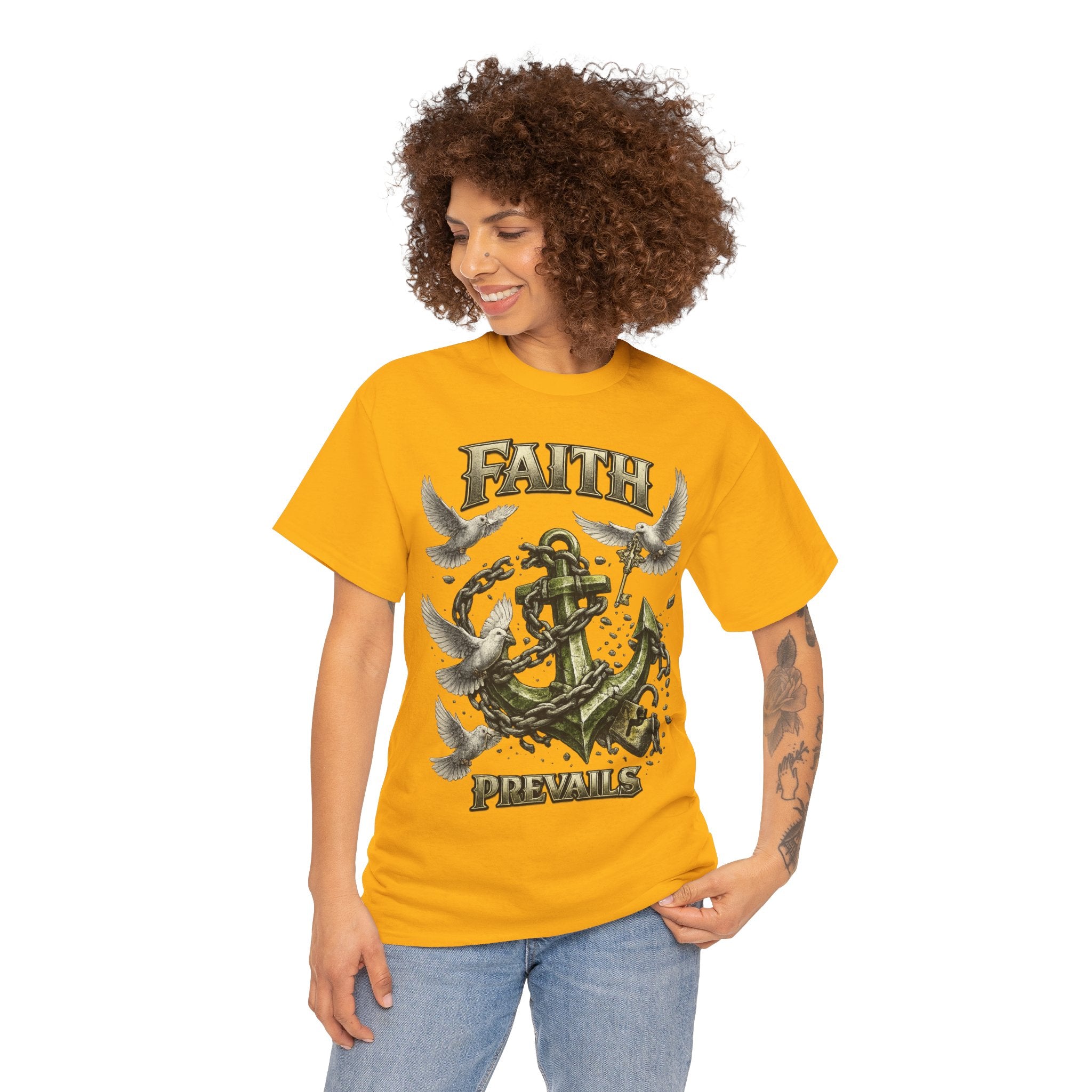 Adult Faith Prevails Anchor T-Shirt (Green Anchor) Printify