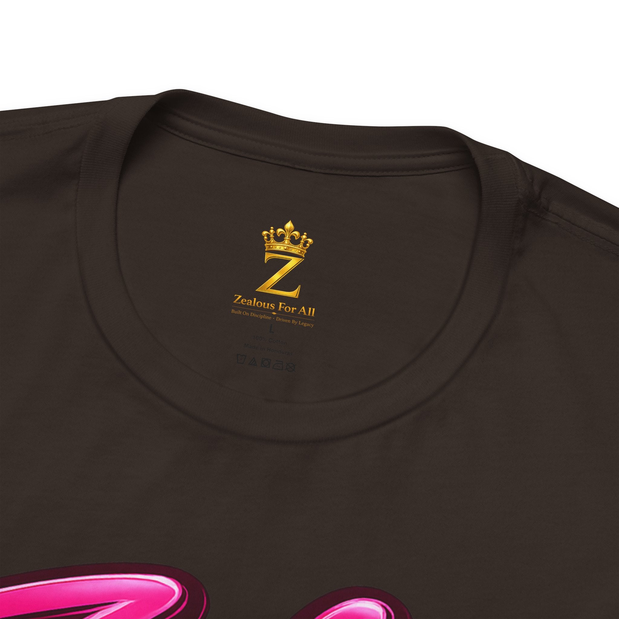 Zealous For All Graphic T-Shirt (Hot Pink Logo) Printify