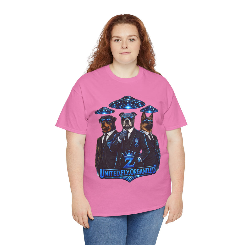 Adult "United. Fly. Organized." Graphic Tee (Blue) Printify