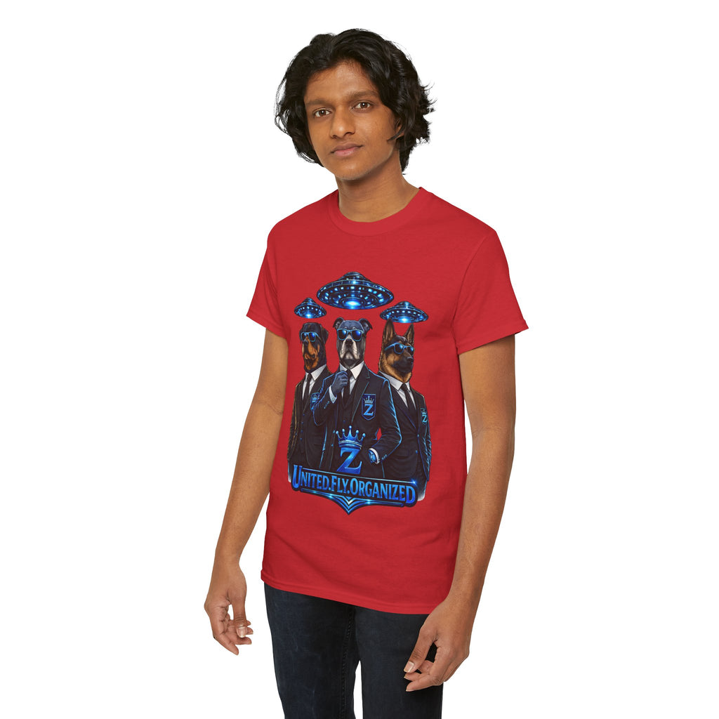 Adult "United. Fly. Organized." Graphic Tee (Blue) Printify