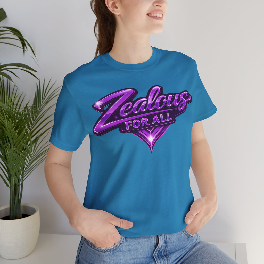 Zealous For All Graphic T-Shirt (Purple Logo) Printify