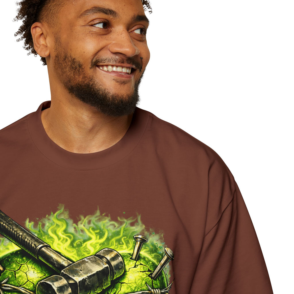 Oversized Discipline Over Emotions Graphic Tee (Green Heart) Printify