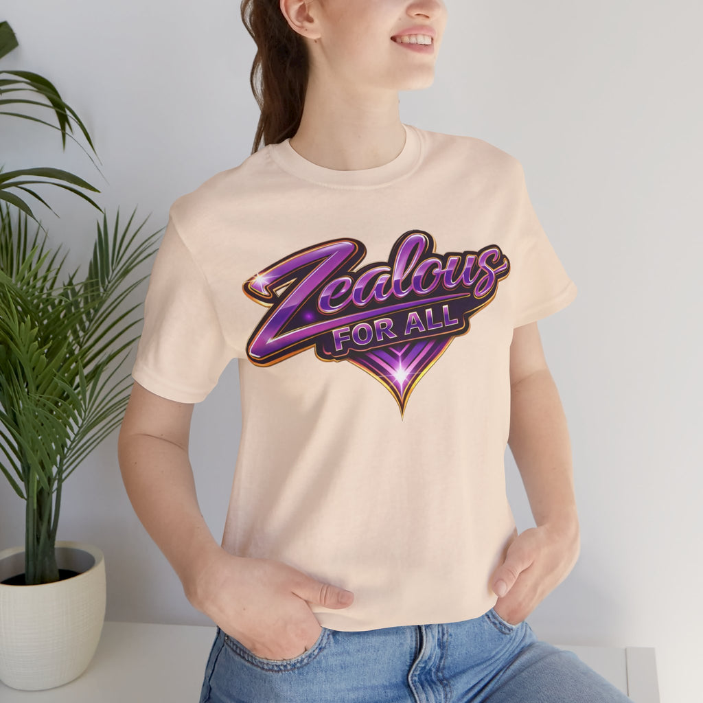 CUSTOM Zealous For All Graphic T-Shirt (Purple & Gold Trim Logo)
