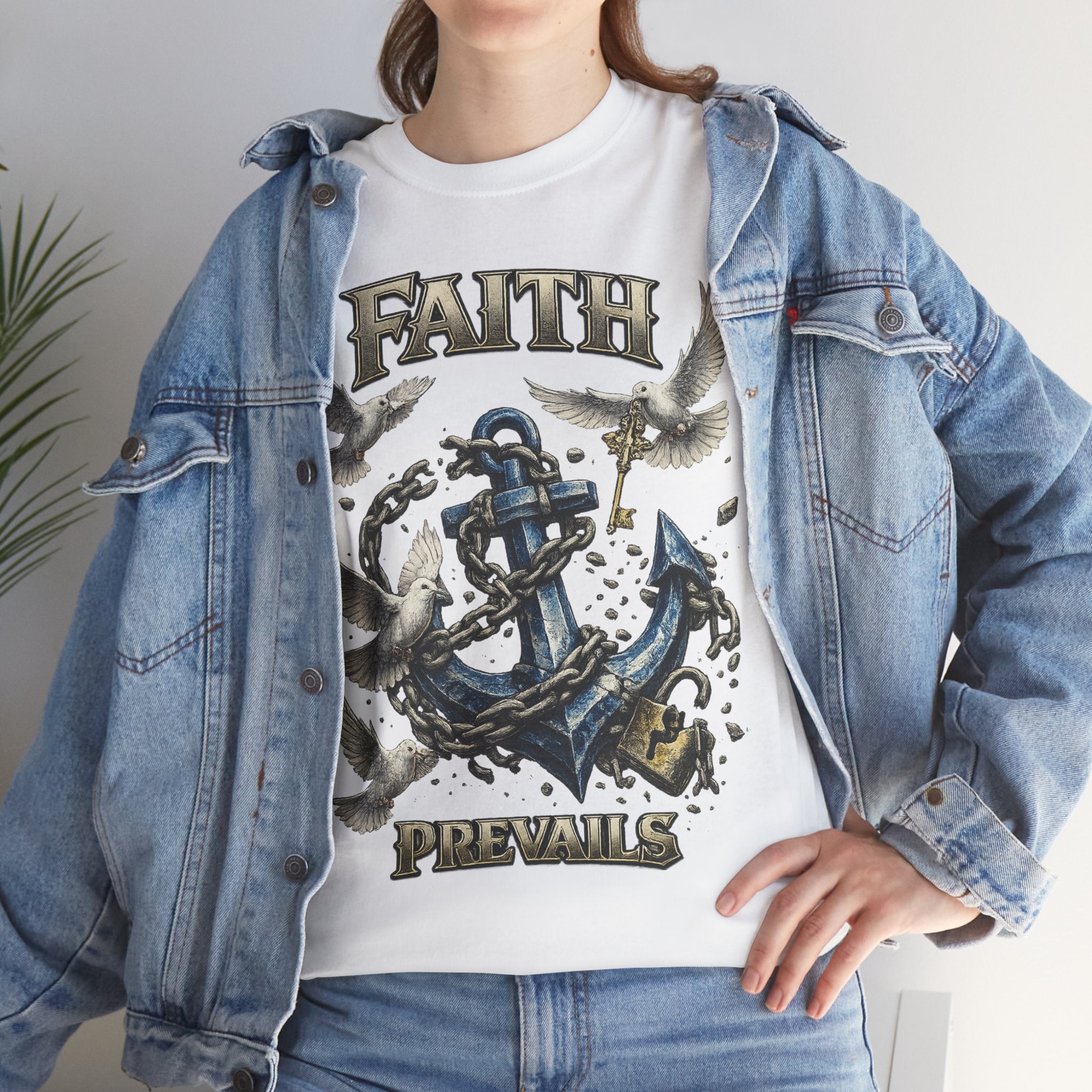 Adult Faith Prevails T‑Shirt (Blue Anchor) Printify