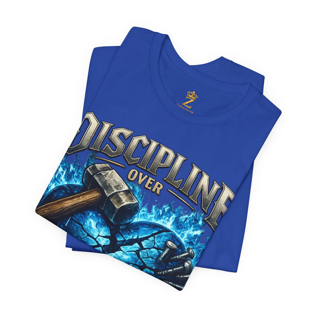 Discipline Over Emotions Premium Graphic T-Shirt (Blue Heart) Printify