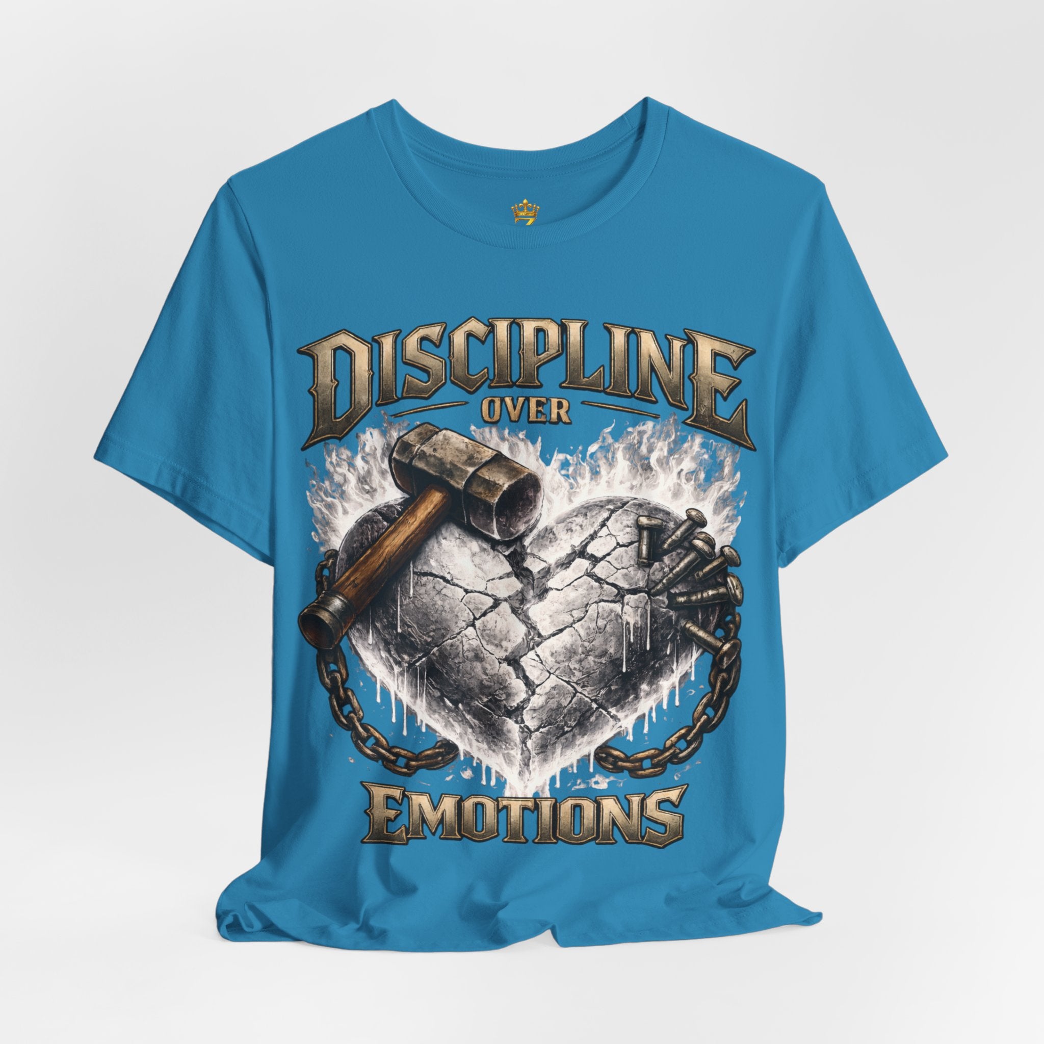 Discipline Over Emotions Premium Graphic T-Shirt (White Heart) Printify
