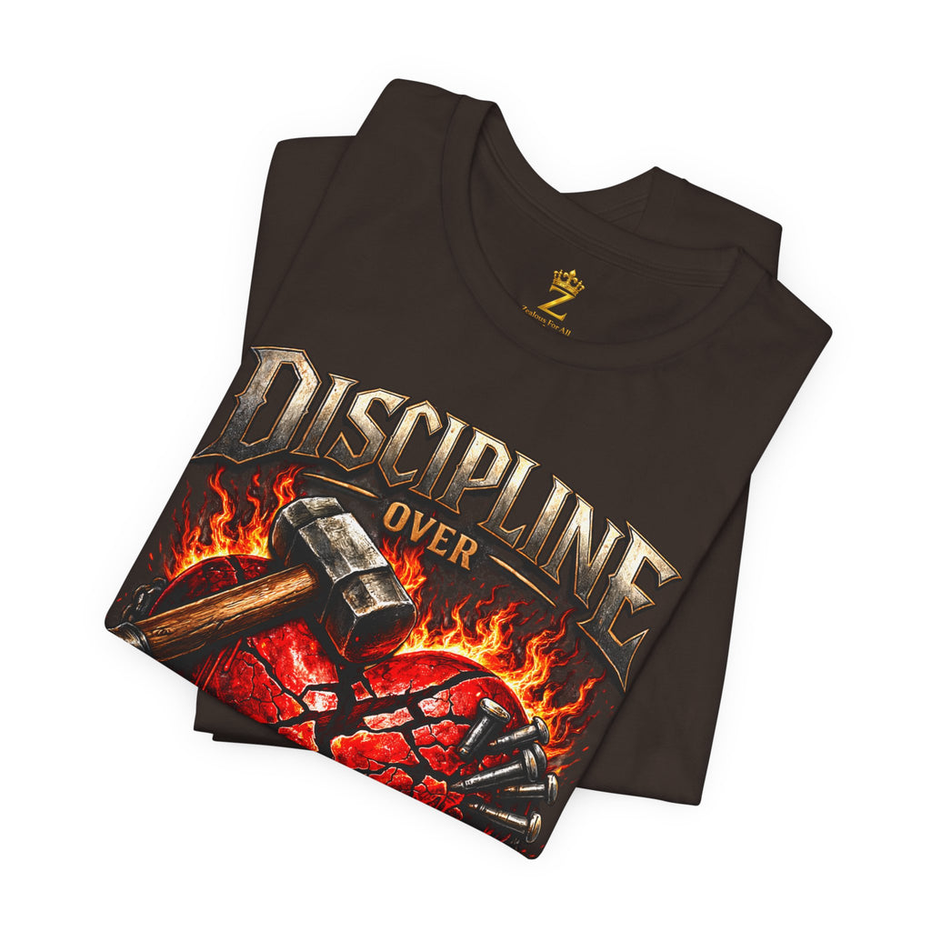 Discipline Over Emotions Premium Graphic T-Shirt (Red Heart) Printify