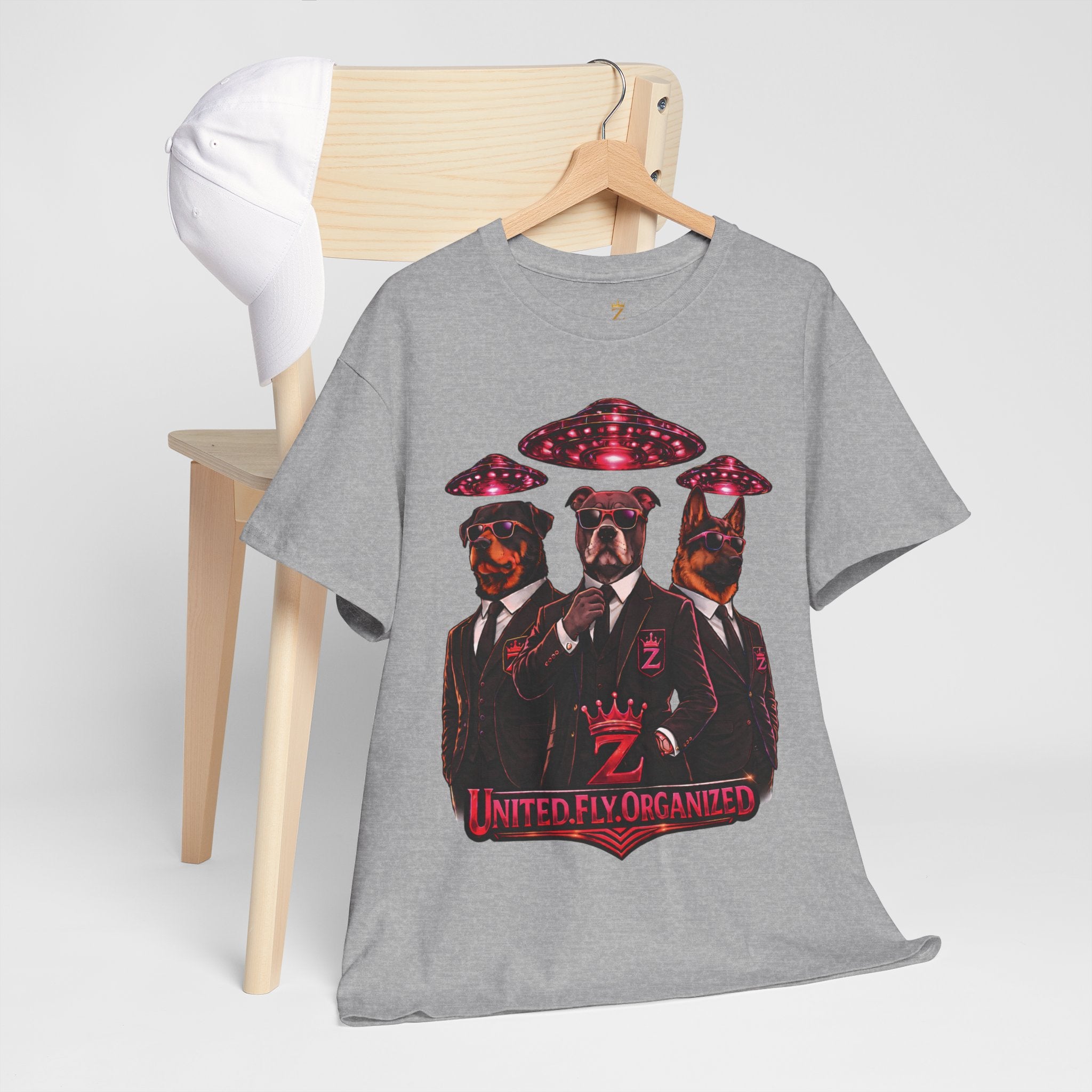 Adult "United. Fly. Organized." Graphic Tee (Hot Pink) Printify