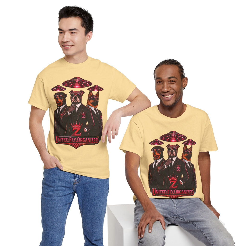 Adult "United. Fly. Organized." Graphic Tee (Hot Pink) Printify