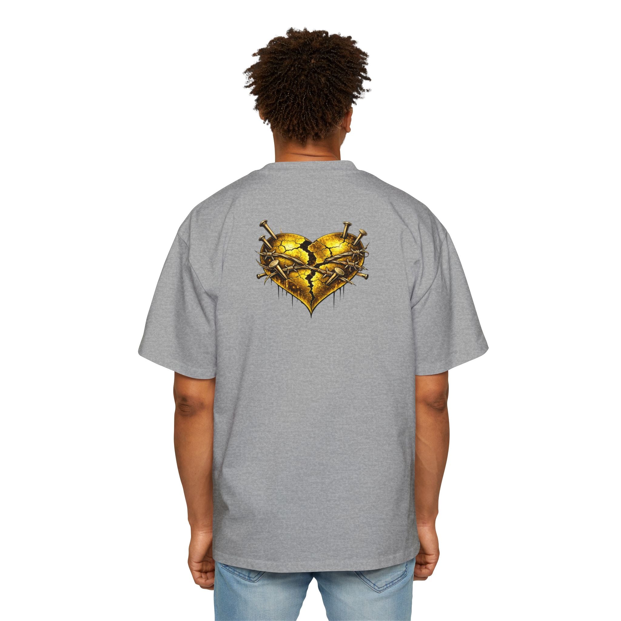 Oversized Discipline Over Emotions Graphic Tee (Gold Heart) Printify