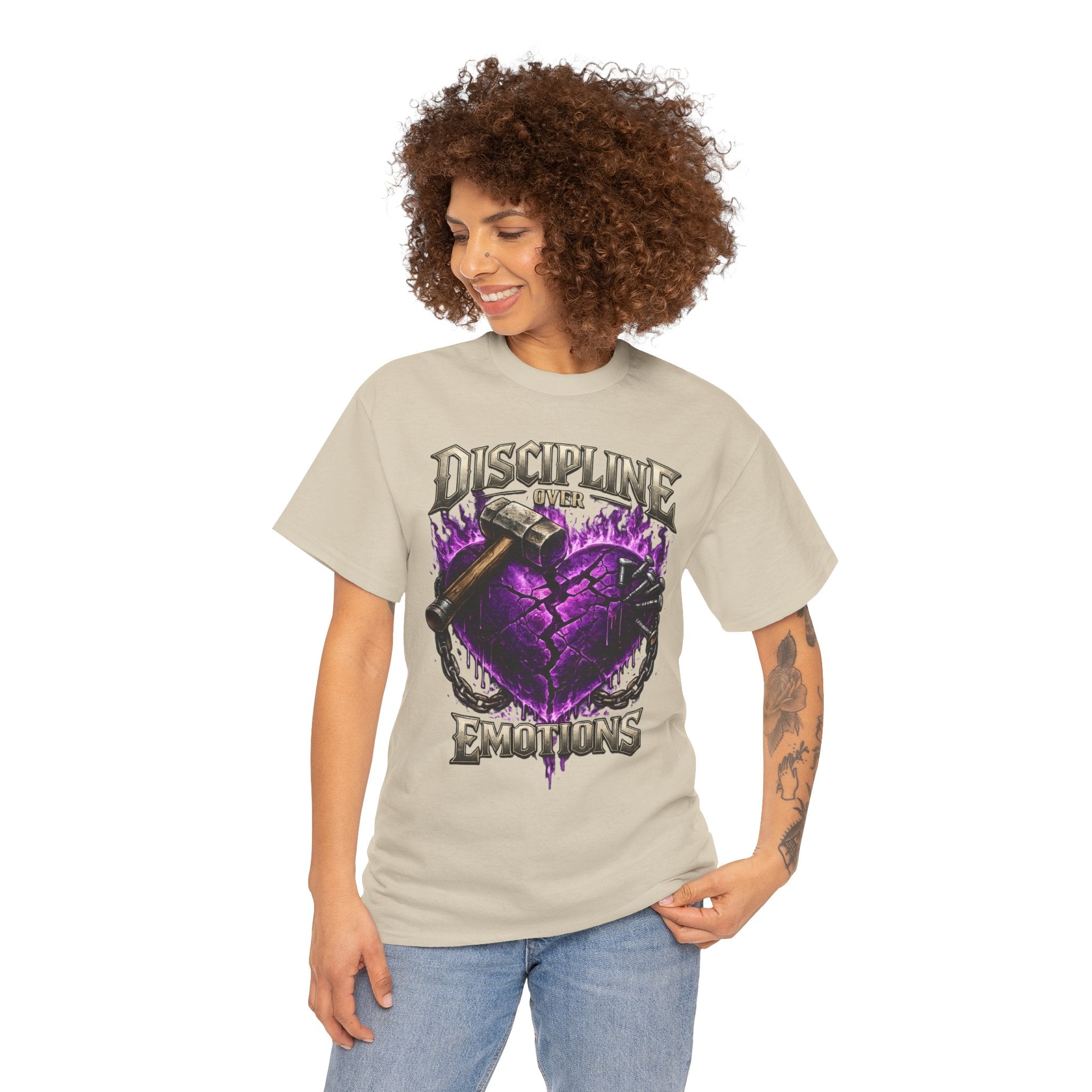 Adult Discipline Over Emotions Graphic T-Shirt (Purple Heart)
