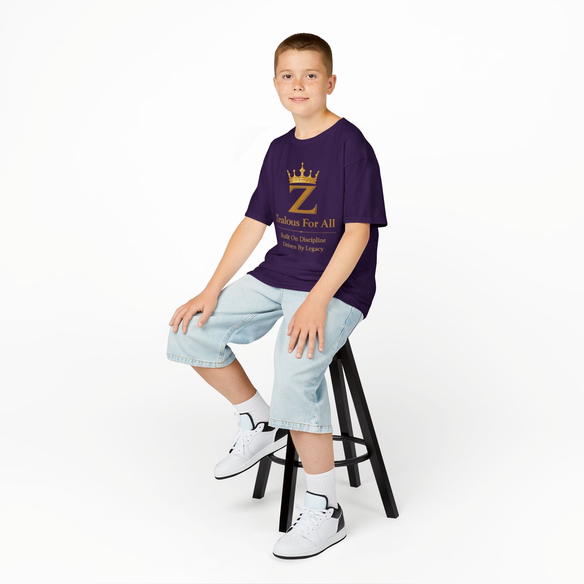 Kids Zealous For All T-Shirt Drop 01 — Gold Logo Kids Tee Printify