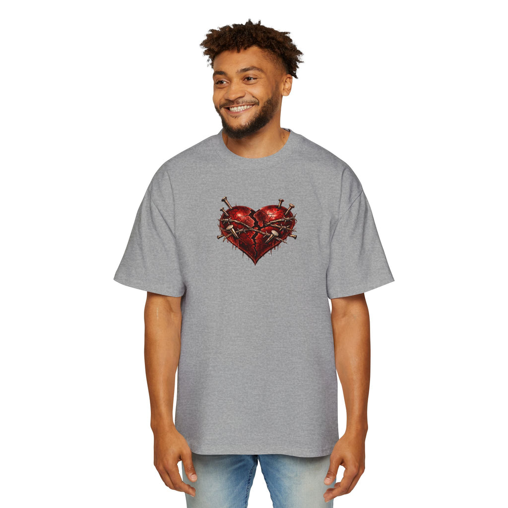 Oversized Discipline Over Emotions (Back) Graphic Tee (Red Heart) Printify