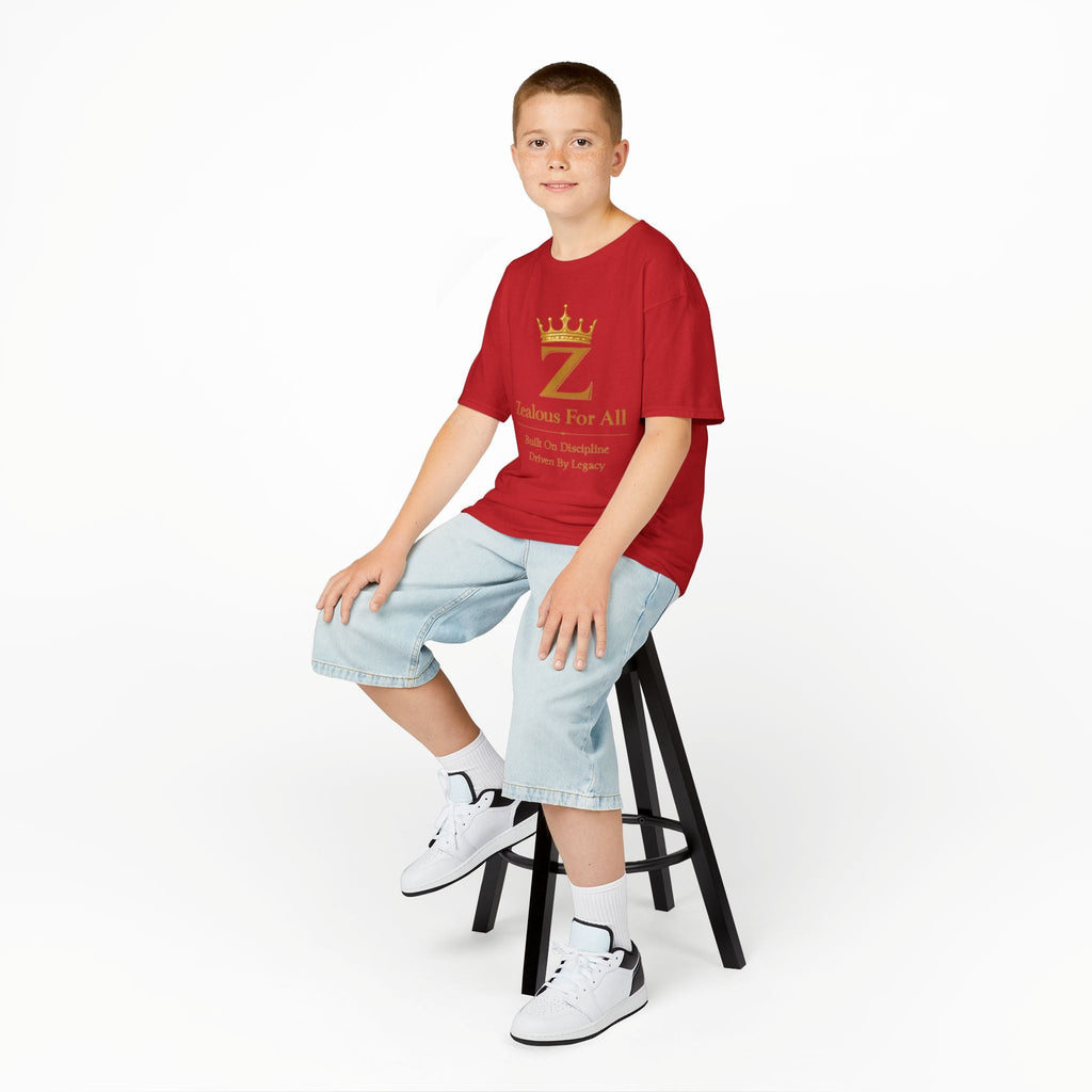 Kids Zealous For All T-Shirt Drop 01 — Gold Logo Kids Tee Printify