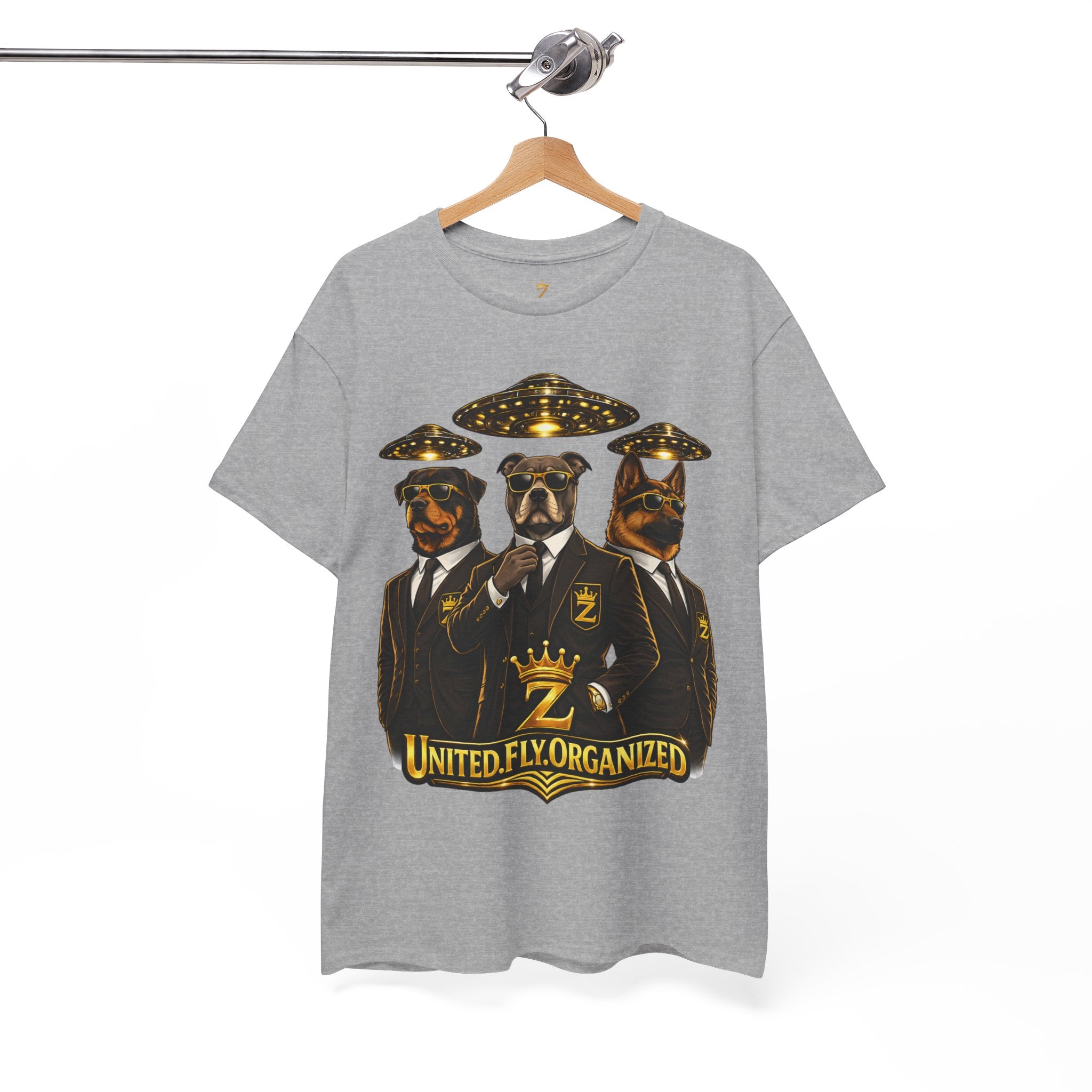 Adult "United. Fly. Organized." Graphic Tee (Gold) Printify