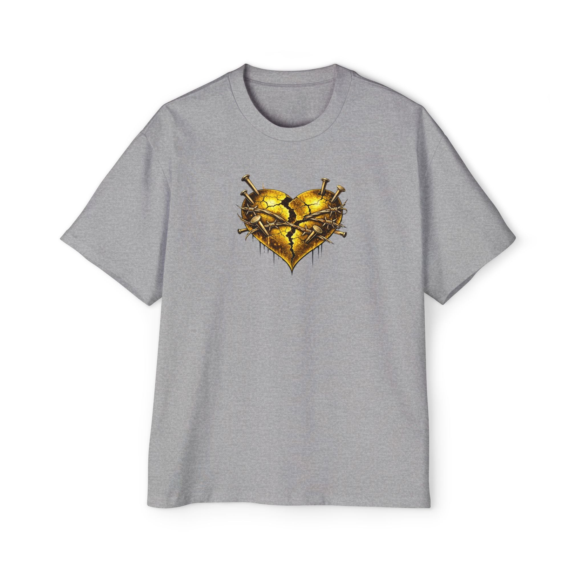 Oversized Discipline Over Emotions (Back) Graphic Tee (Gold Heart) Printify