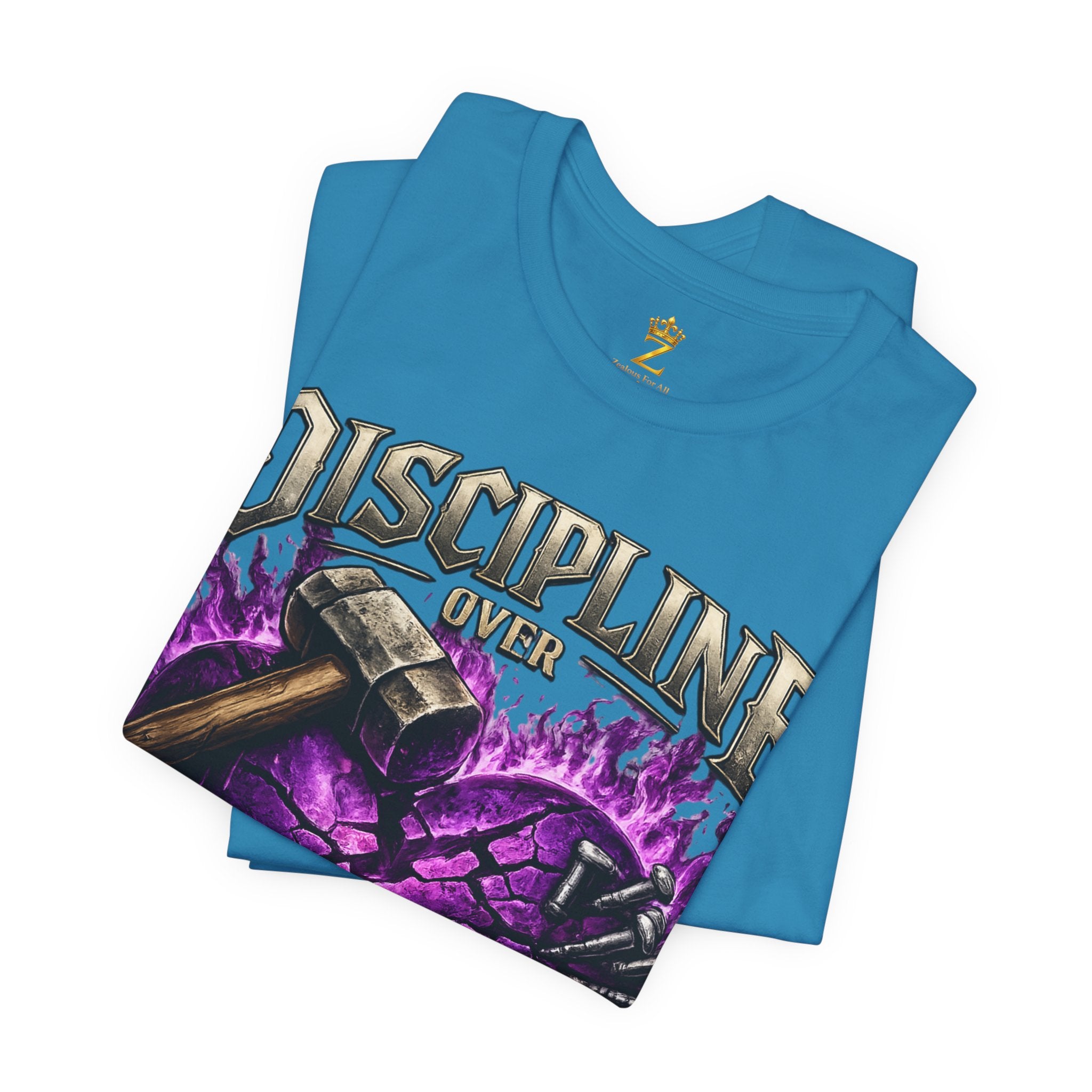 Discipline Over Emotions Premium Graphic T-Shirt (Purple Heart) Printify