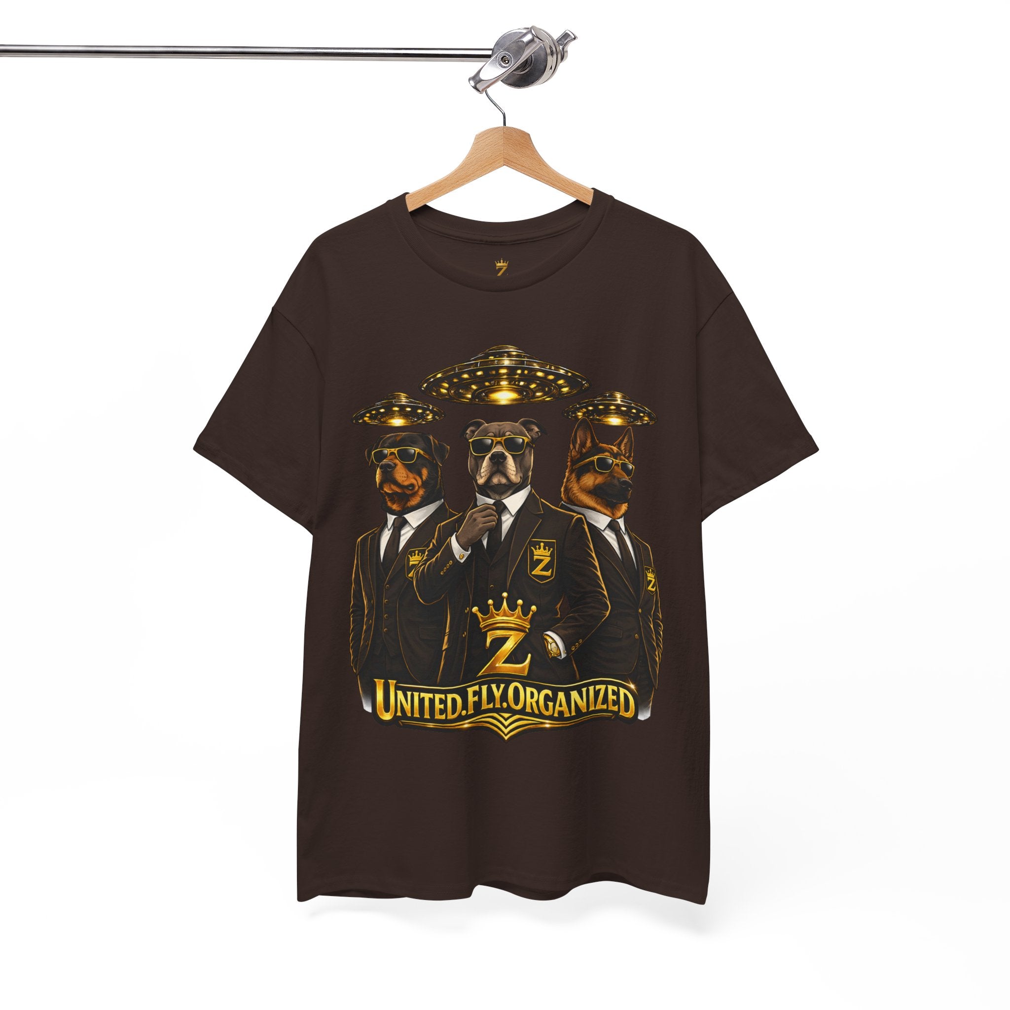 Adult "United. Fly. Organized." Graphic Tee (Gold) Printify