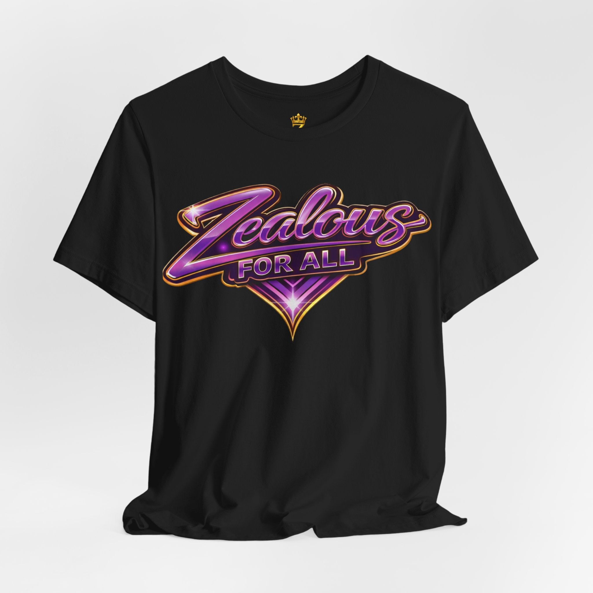 CUSTOM Zealous For All Graphic T-Shirt (Purple & Gold Trim Logo)