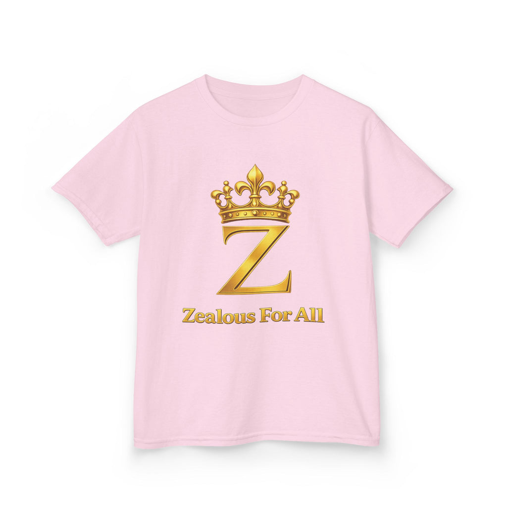 First Kids Zealous For All T-Shirt Drop 01 — Gold Logo Kids Tee Printify