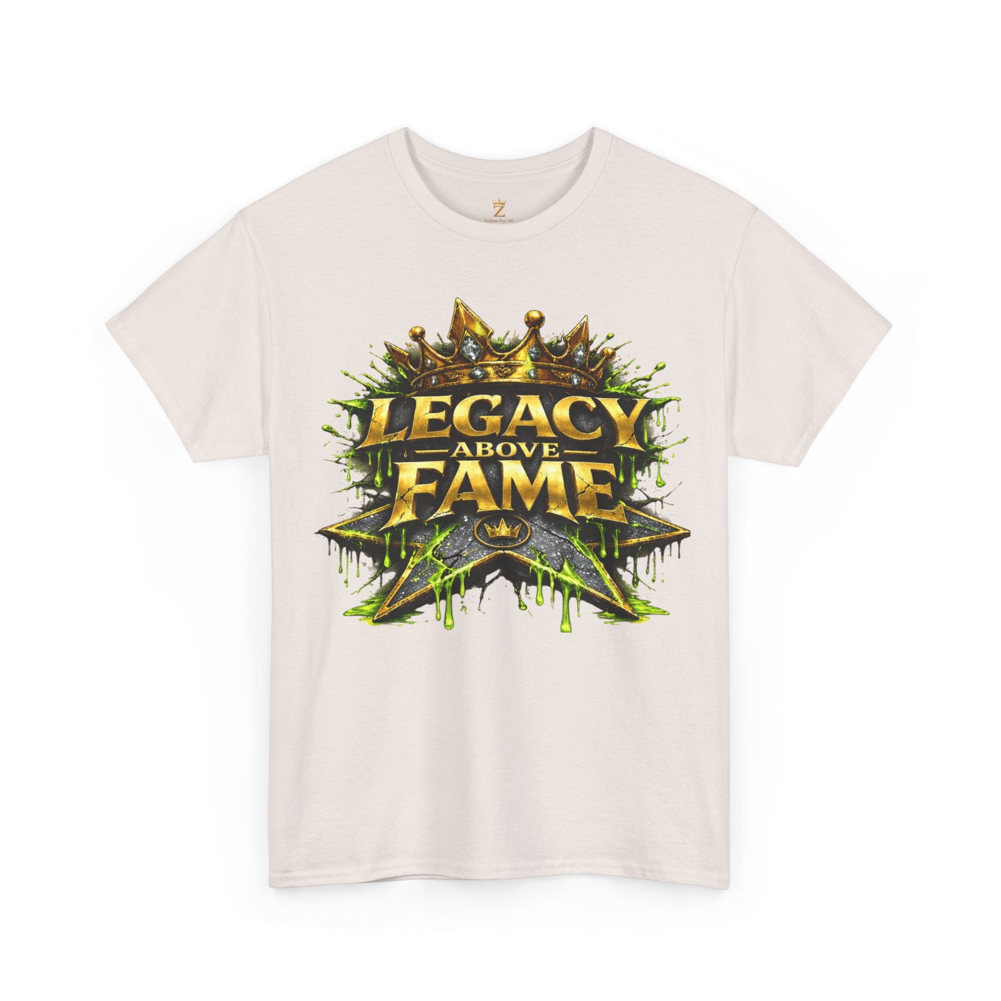 Adult Legacy Above Fame Graphic T-Shirt (Lime Green Drip) - Zealous For All