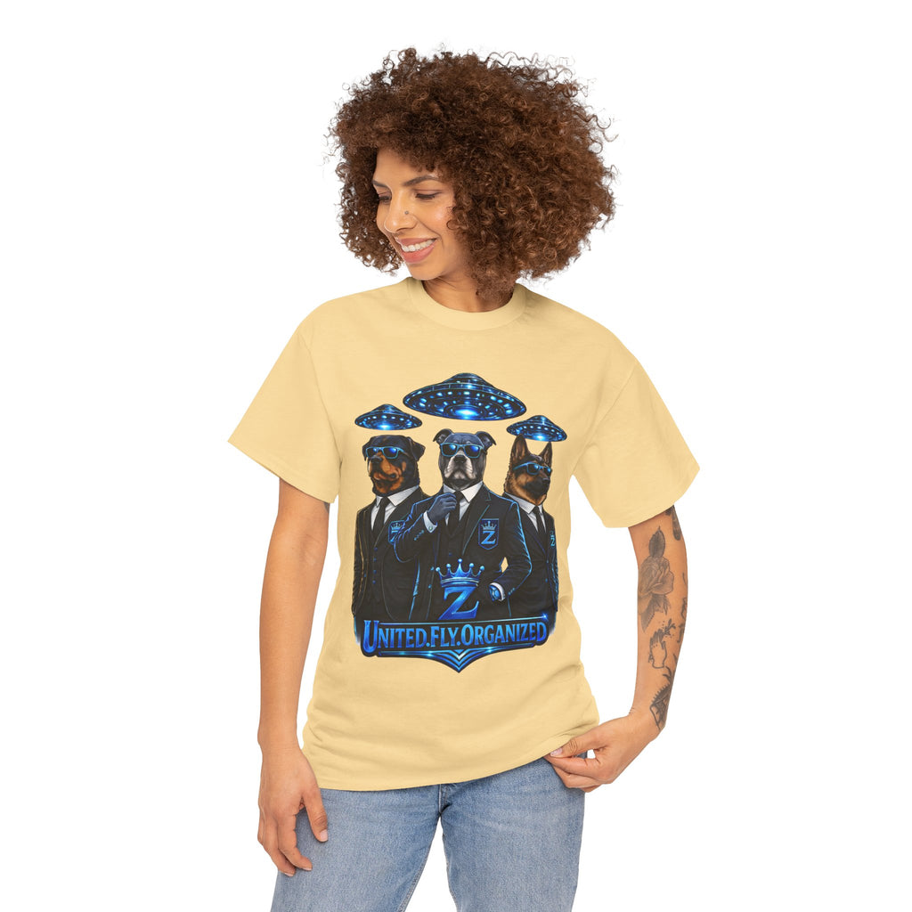 Adult "United. Fly. Organized." Graphic Tee (Blue) Printify