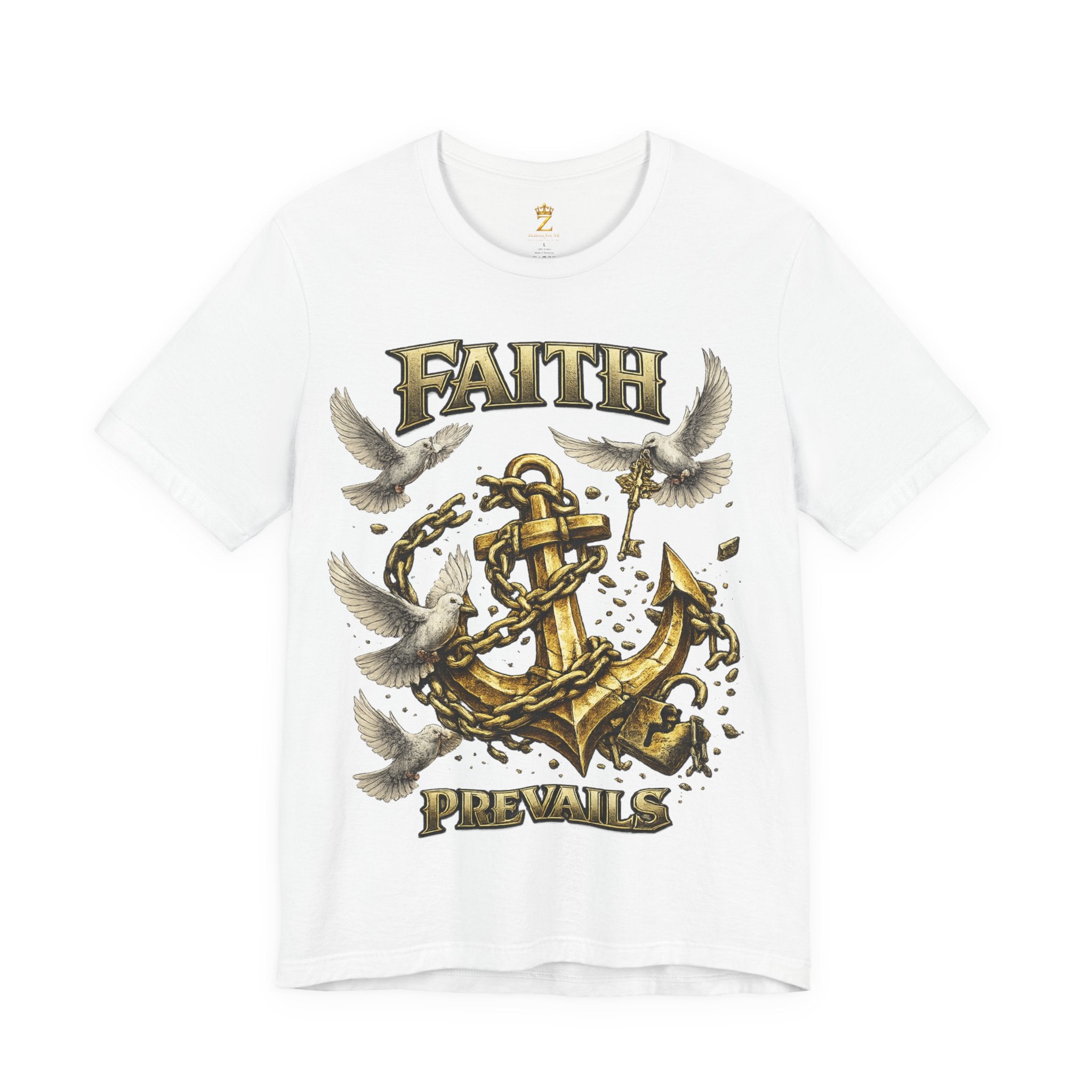 Faith Prevails T‑Shirt (Gold Anchor) Printify