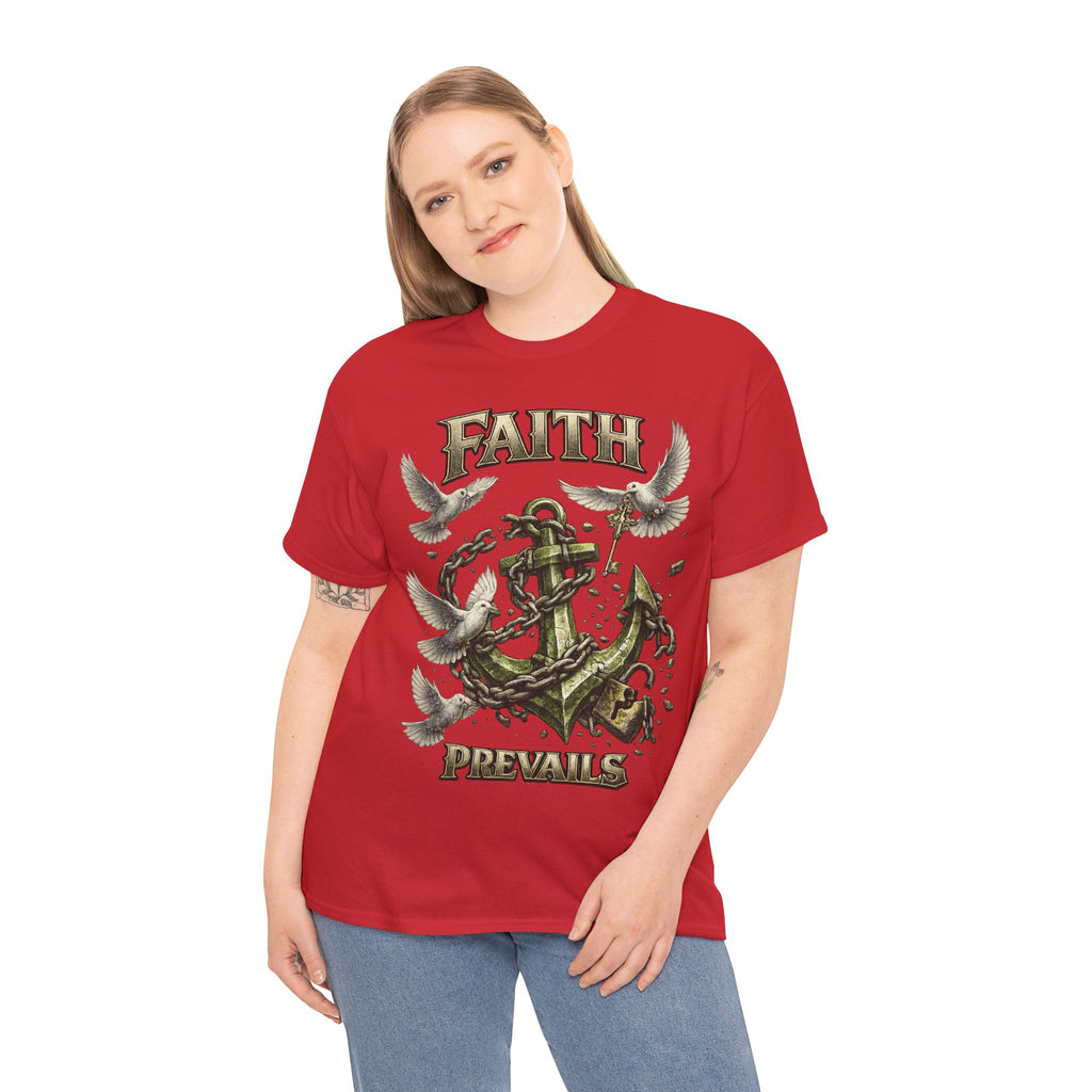 Adult Faith Prevails Anchor T-Shirt (Green Anchor) Printify