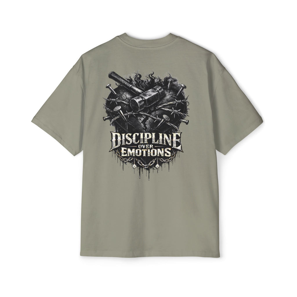 Oversized Discipline Over Emotions (Back) Graphic Tee (Black Heart) Printify