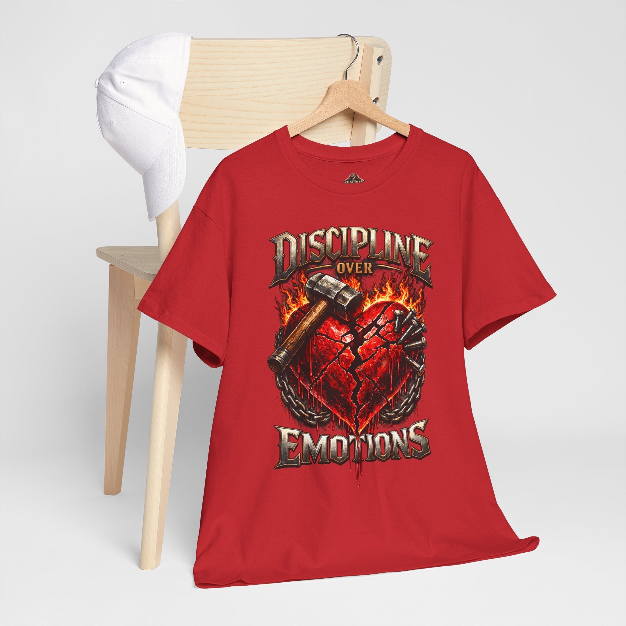 Discipline Over Emotions Graphic T-Shirt (Red Heart) Printify