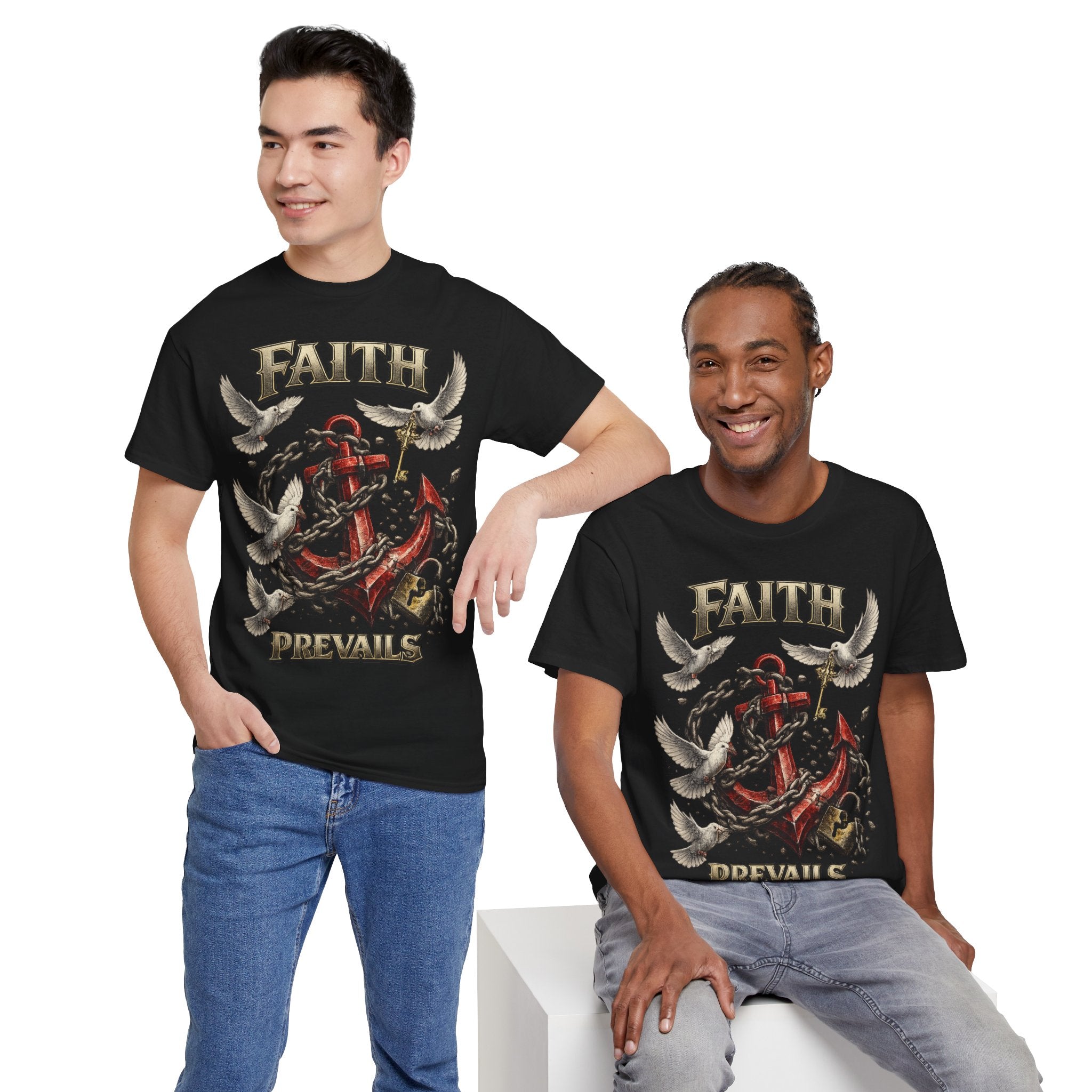 Adult Faith Prevails T‑Shirt (Red Anchor) Printify