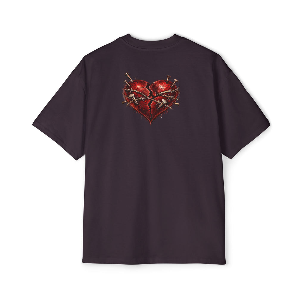 Oversized Discipline Over Emotions Graphic Tee (Front Red Heart) Printify
